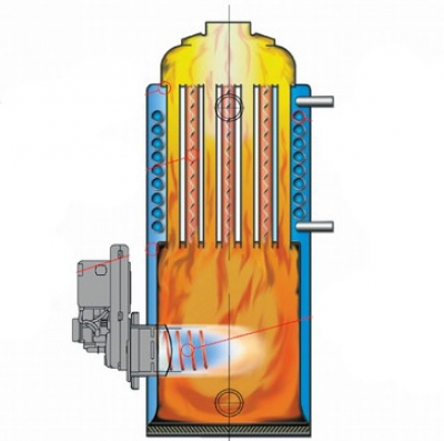 Универсальный топливный котел газ-дизель в разрезе