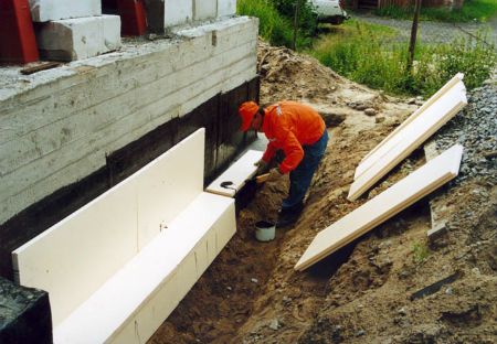 Утелпение и гидроизоляция бетонных конструкций фундамента