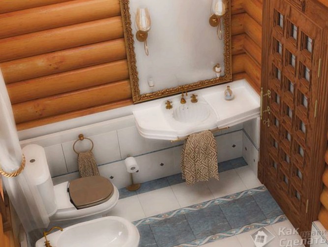 Дизайн ванной в деревянном доме
