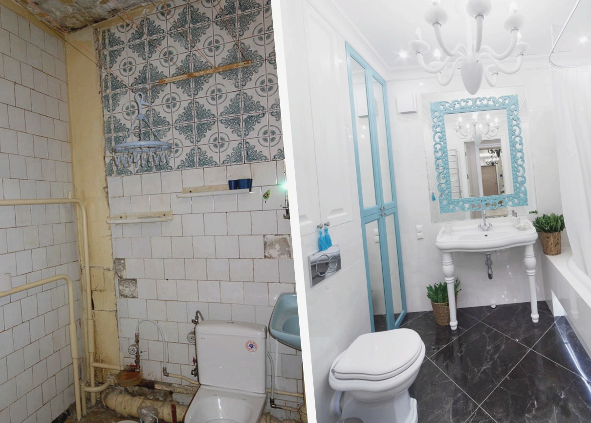 10 примеров ремонта ванной с фото до и после