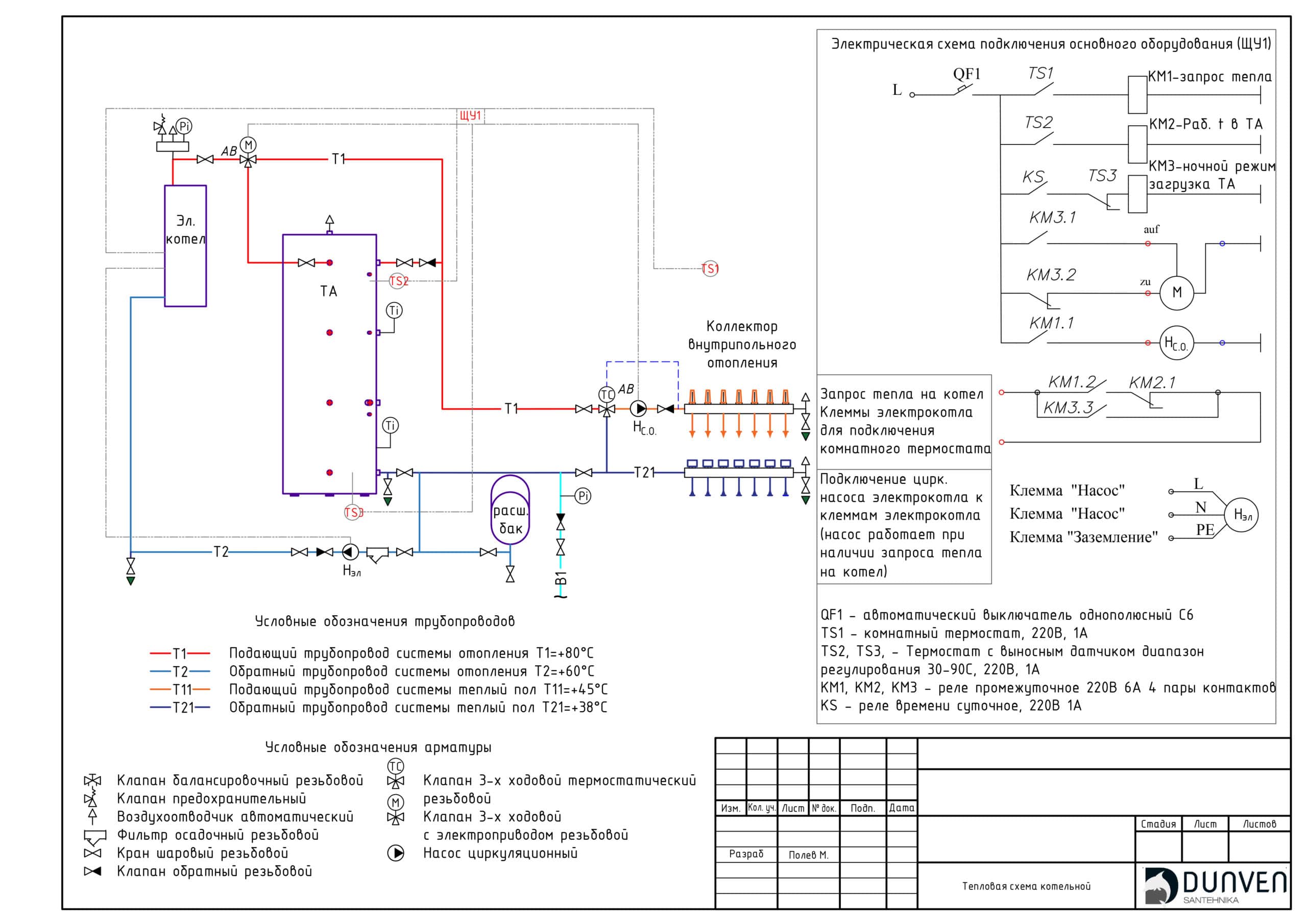 Тепловая схема электрокотел + теплоаккумулятор 